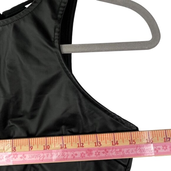 Black Faux Leather Corset Style Crop Top Sleeveless Underbust Size M - Picture 8 of 11